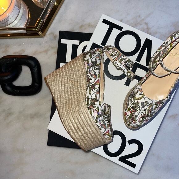 Christian Louboutin Shoes - New Christian Louboutin 38 Tropical Jungle Print Espadrille Wedge